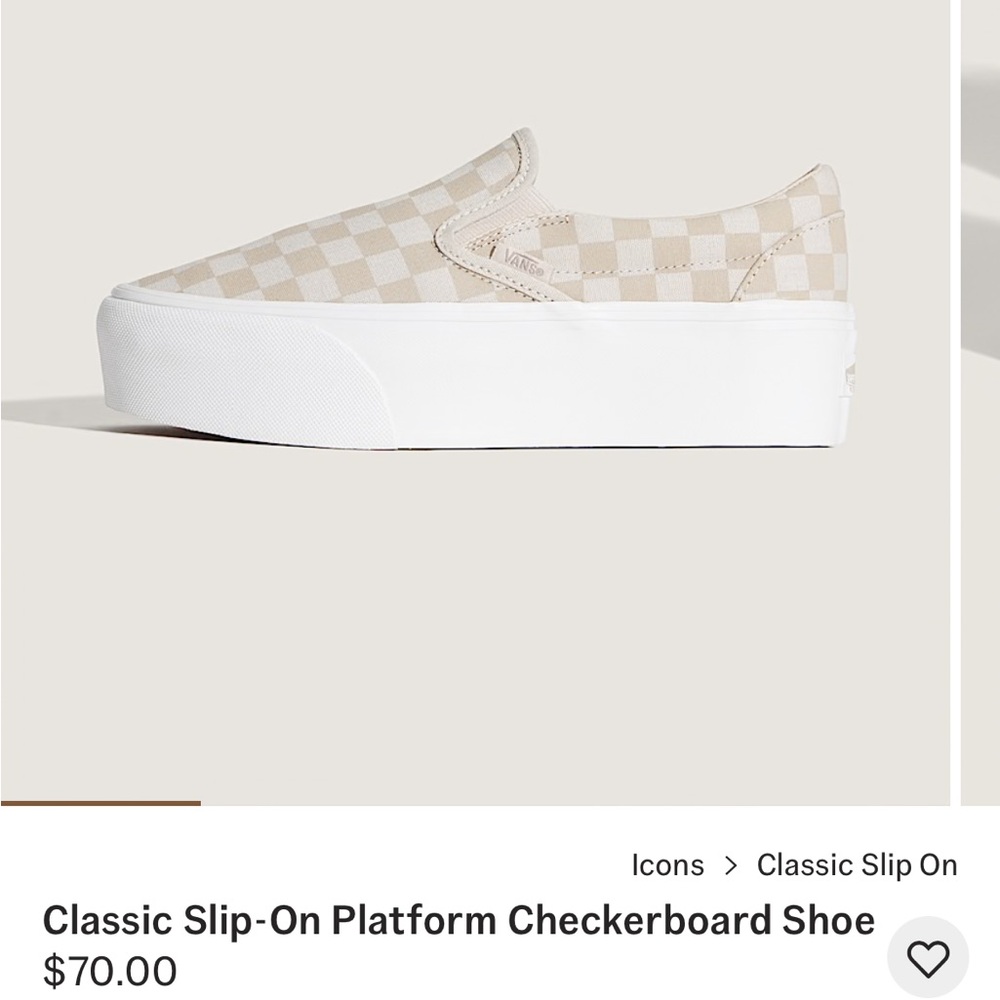 Vans Checkerboard Slip-On in Mushroom and White